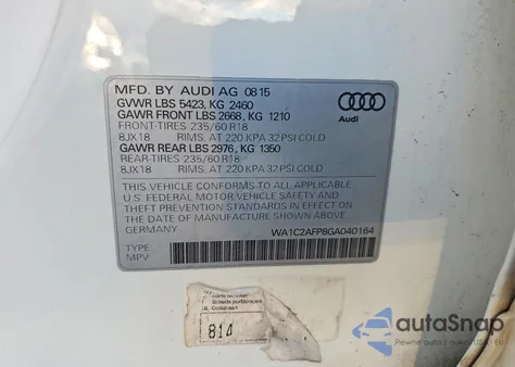 2016 Audi Q5 Premium from USA, damaged, VIN WA1C2AFP8GA040164